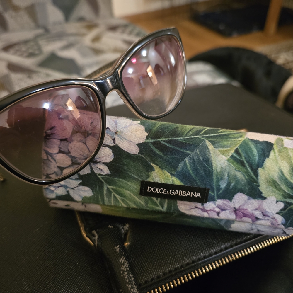 Dolce & Gabbana Black Sunglasses with Floral Case